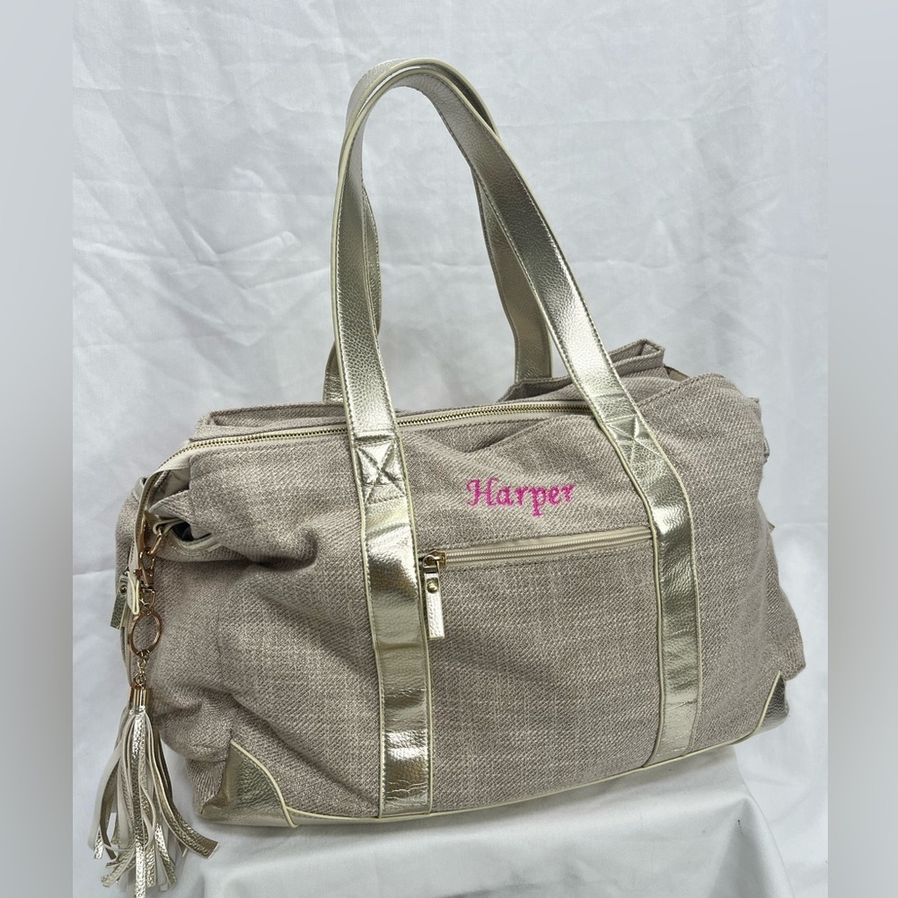 ✔️MB Krauss New York Luxurious Large Diaper Tote Travel Bag, Natural Linen